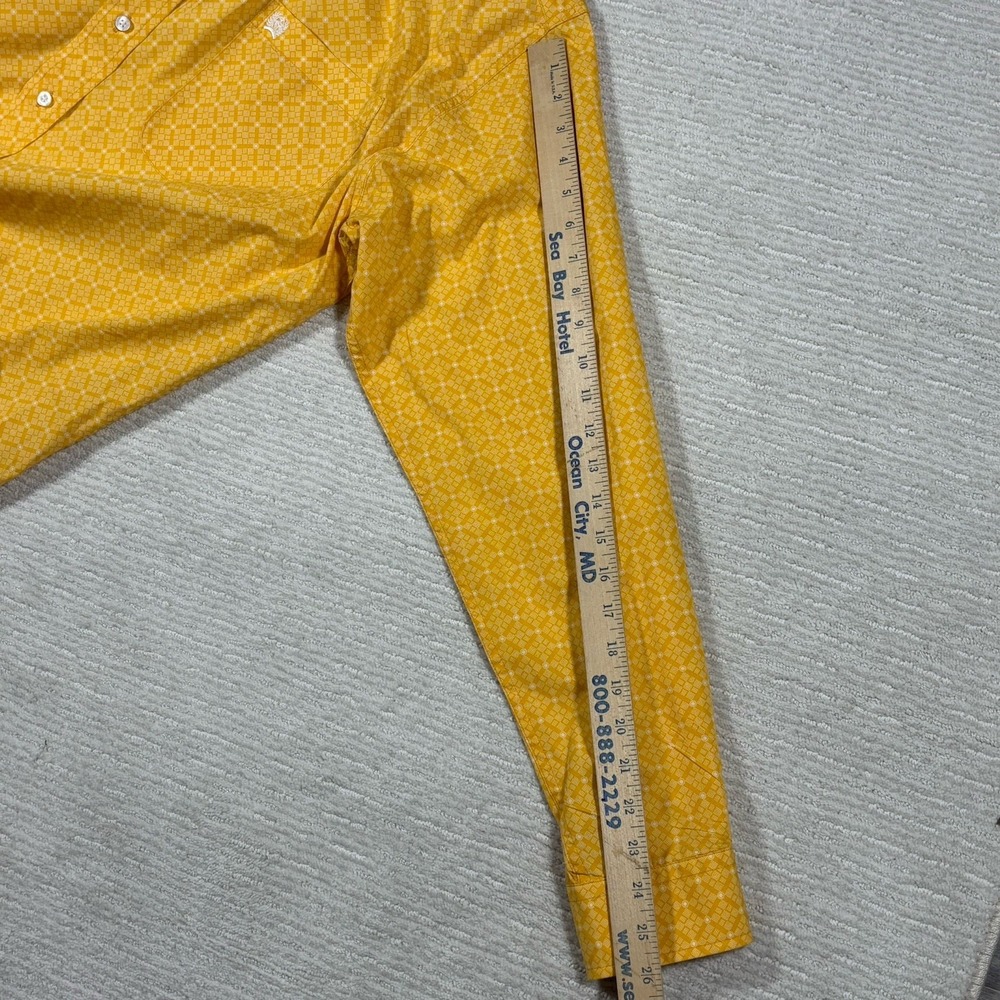 Cinch Button Up Shirt Mens Large Yellow Geometric Western Cowboy Classic Rodeo - Picture 10 of 11